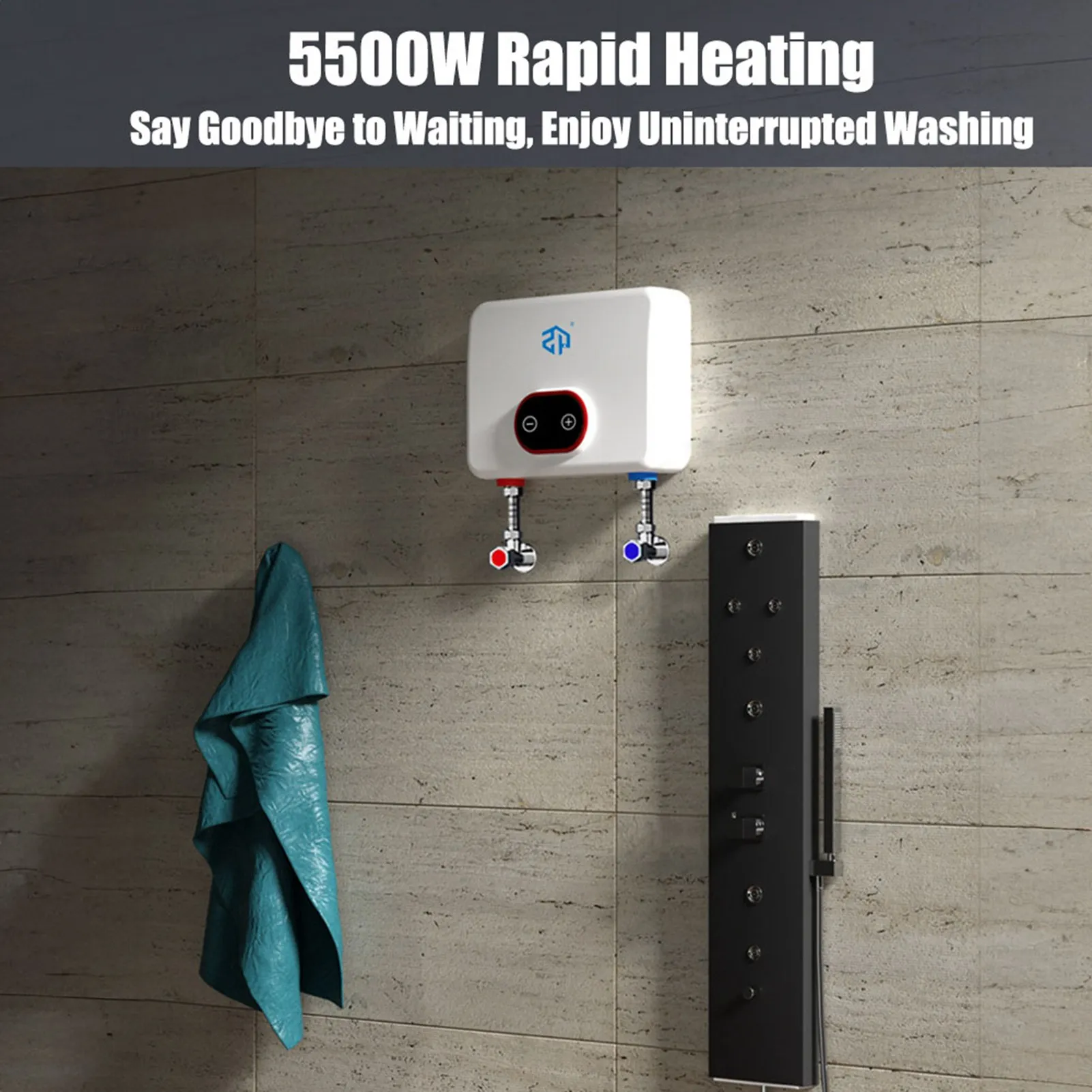 Calentador de agua instantáneo de 5500W, calentador de agua eléctrico montado en la pared para baño, cocina, pantalla LED HD, calentador de agua con Control termostático