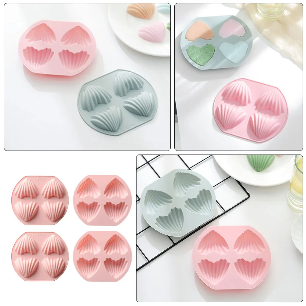 

4pcs Heart Shaped Cake Mold Silicone Baking Pan Non Stick Easy Clean Madeleine Molds for Home Kitchen Use