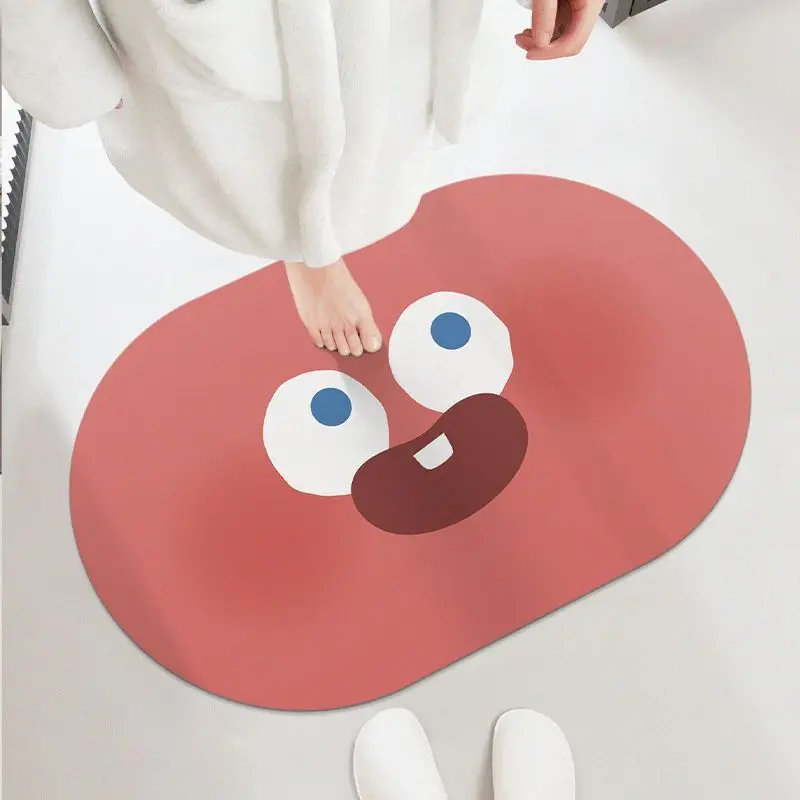 Cartoon Expression Diatomaceous Mud Bathroom Absorbent Quick Drying Foot Mat, Household Wear-resistant Bathroom Anti Slip Mat