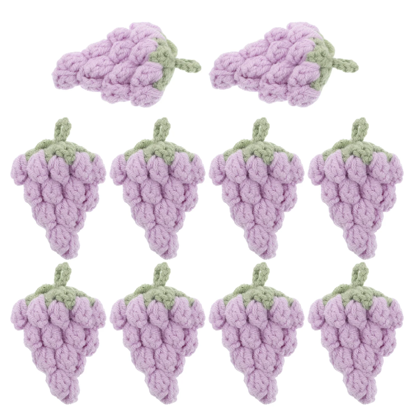 

10 Pcs Grape Pendant Crochet Yarn Kit Purple Handmade Amigurumi Beginner Cotton Garland Fruit Set Decor Accessories