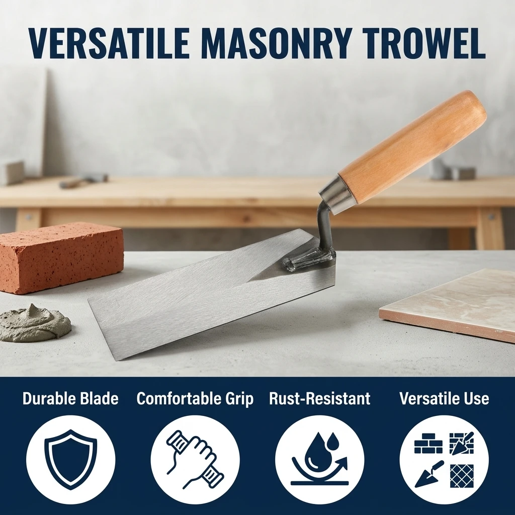 1 Piece Masonry Trowel High-Carbon Alloy Steel for Wall Repair Cement Mortar Plastering Tool Durable Professional Construction