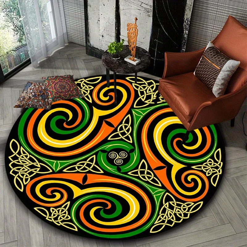Celtic Spiral Pattern Round Rug Flannel Mat Door Mat Unique Artistic Design Home Decor