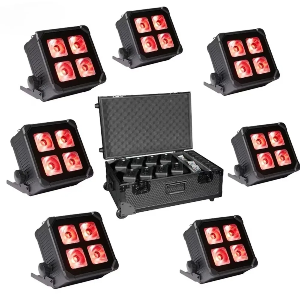 Wireless DMX 4x20W IP65 Waterproof LED Par Wash Light 8pcs Chargeable Flight Case RGBWA UV 6in1 Uplights DJ Spotlights DMX512