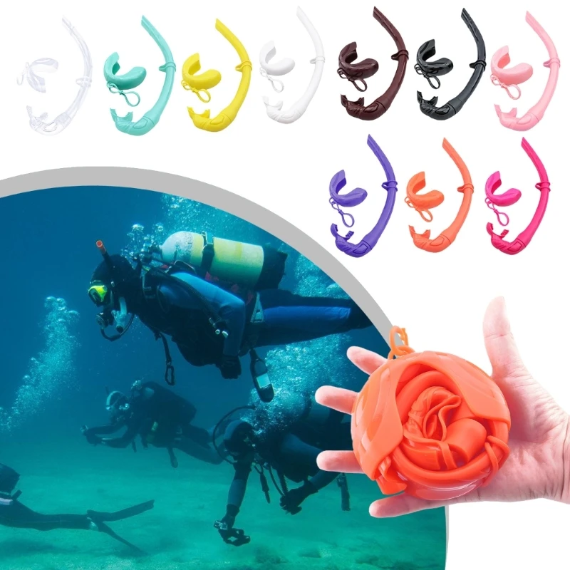 Menggulung Snorkel Silikon untuk Menyelam Spearfishing, Menyelam Bebas, Snorkeling