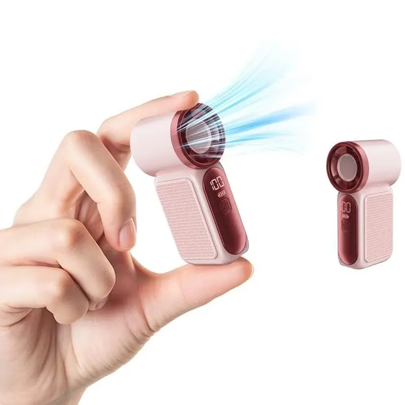 GMOX Handheld Mini Fan Type C Charging Digital Display Portable Folding Desktop Option AI Chip 5-Speed Adjustment Fan for Home Office