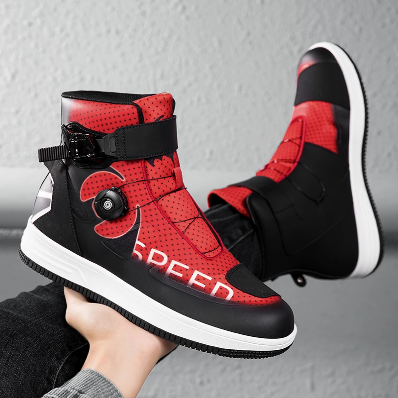 

Motorcycle Protective Riding Boots Fashion Unisex Four Season Casual High Top Anti Slip Wear-resistant Breathable Cycling Shoes