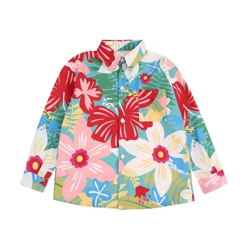 Kids Retro Hong Kong Floral Cheerleading Costume Vintage Shirt for Sports Day Kindergarten Performance