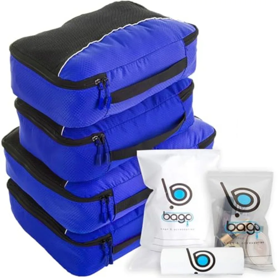 

7 Pcs Packing Cubes for Suitcases - 4 Travel Cubes with 3 ZipLock Bags - Luggage Organizer Bags to Get Maximum Storage Save Tim