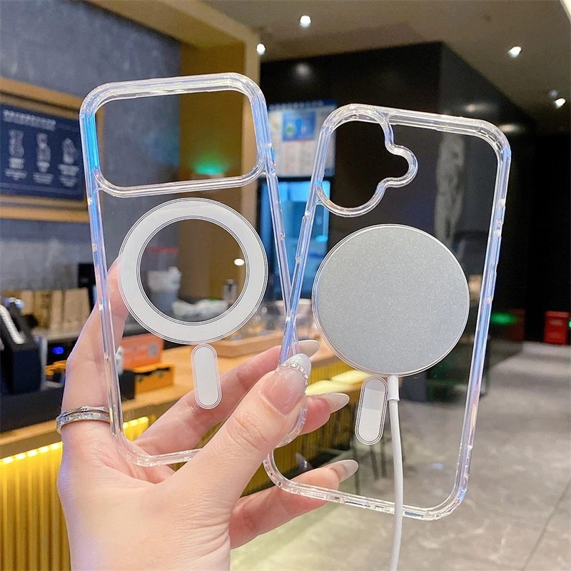 Cxd per Magsafe Custodia magnetica per telefono per Iphone 17 17Air 11 12 13 14 15 16 Pro Max XR X XS 7 8 Plus Cover posteriore rigida trasparente