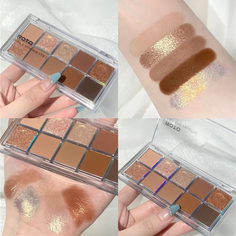 Acrylic Matte Glitter 10-color Eyeshadow Palette Lasting Shimmer Shine Eye Shadow Makeup Palette Nude Smokey Eye Pigments