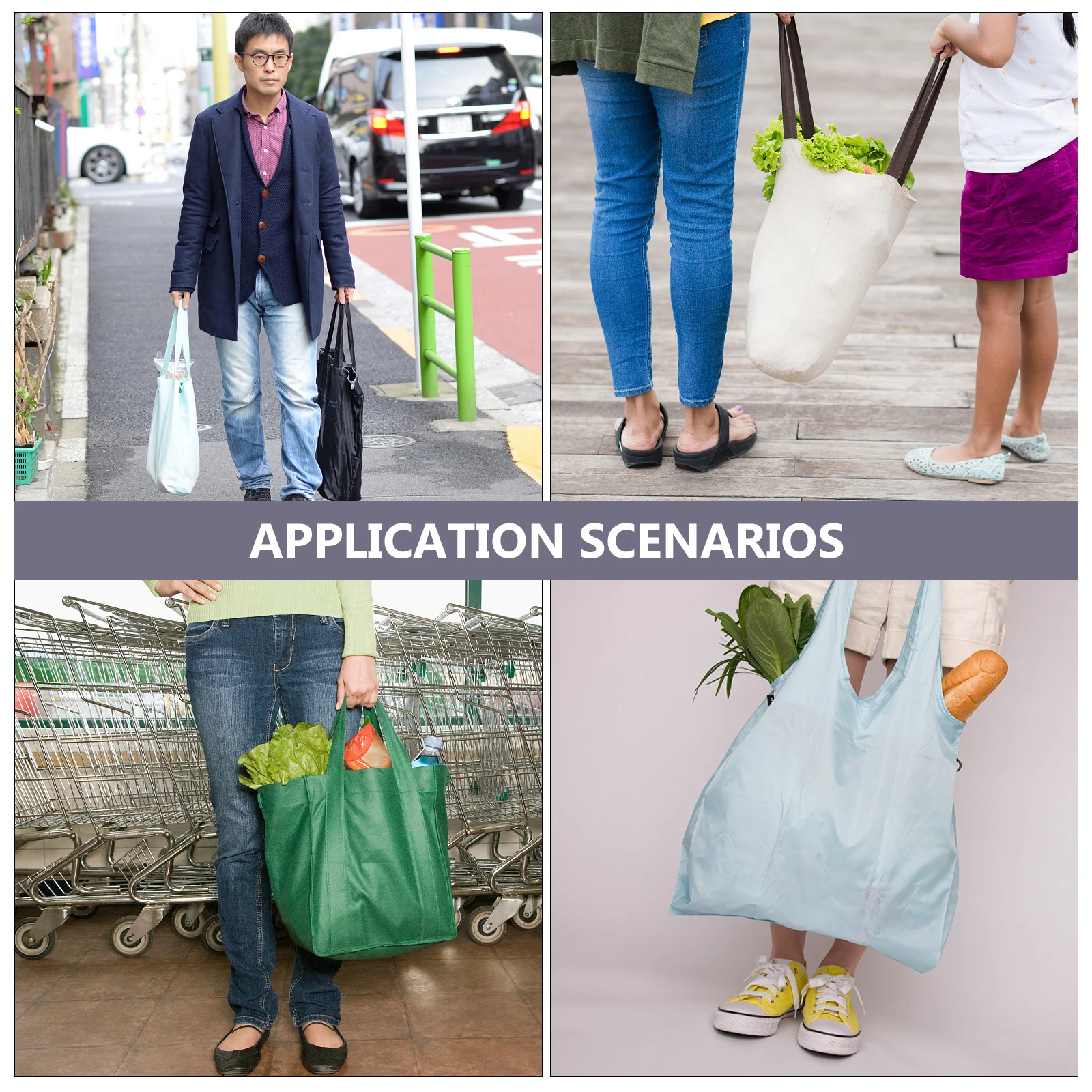 

2Pcs Shopping Tote Bags Oxford Cloth Waterproof Folding Handheld Shoulder Pouch Supermarket Storage Bags Reusable