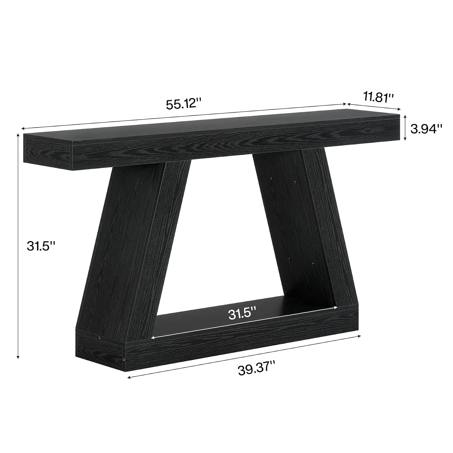 Rustic Wooden Console Table With Storage Shelf, 55 Inch Industrial Entryway Sofa Table For Hallway Living Room, Customized