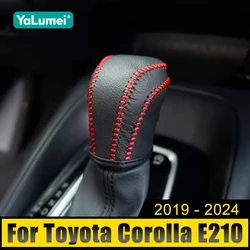 Leather Car Gear Head Shift Knob Cover Gear Shift Collars Case For Toyota Corolla E210 2019-2021 2022 2023 2024 Hybrid