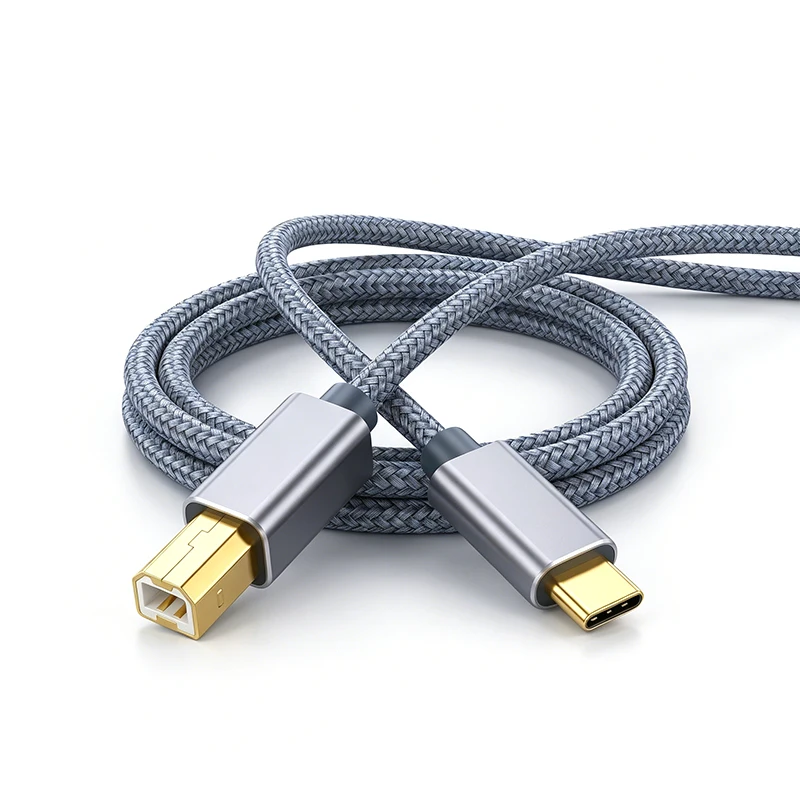 0.5‑2.0m USB‑C to USB‑B 2.0 Printer Cable Nylon Braided High Speed for Printer Scanner Laptop Computer