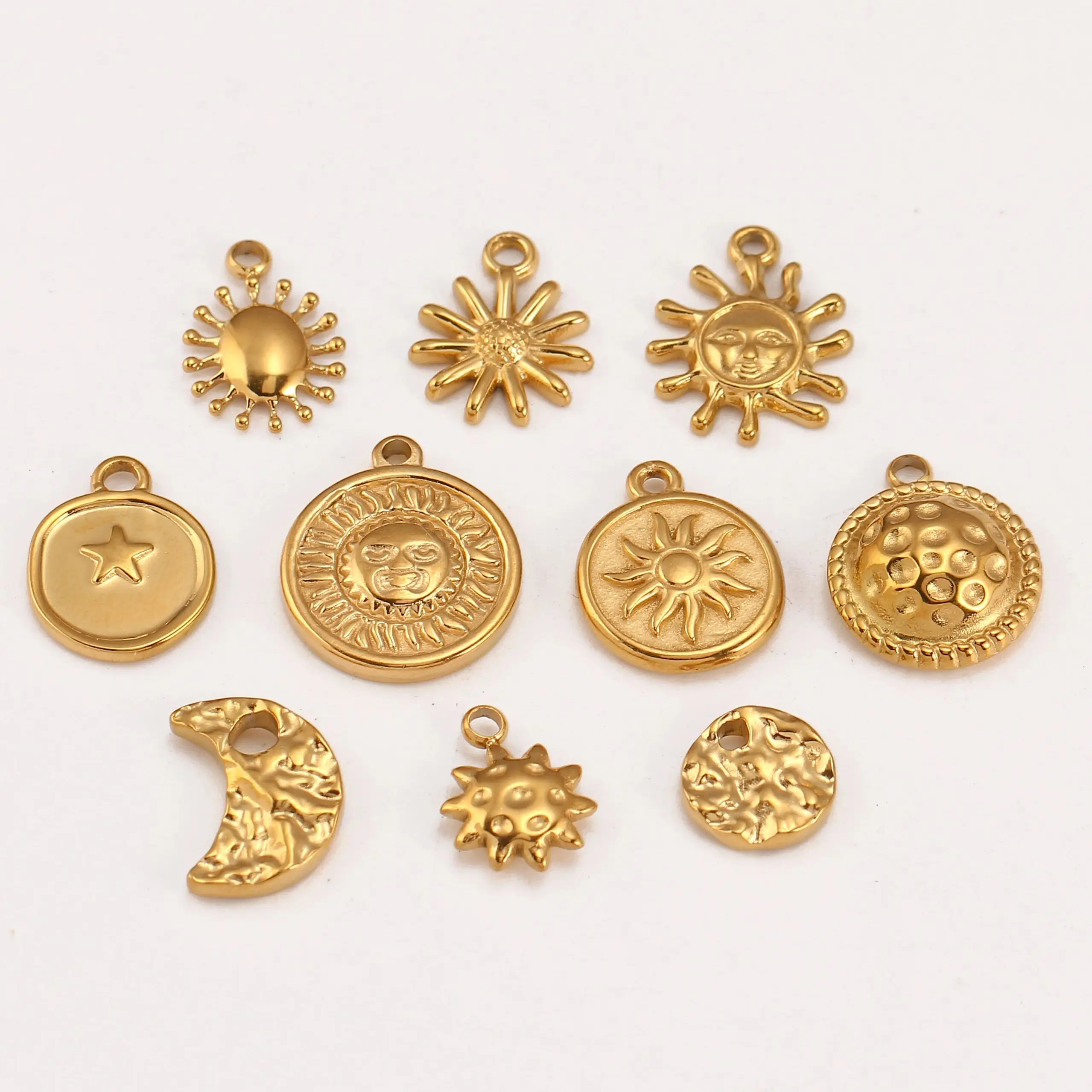 3Pcs/Lot Celestial Sun/Star/Moon Charms for Jewelry Making Stainless Steel Pendants DIY Necklace Bracelet Dangle Crafts Supplies
