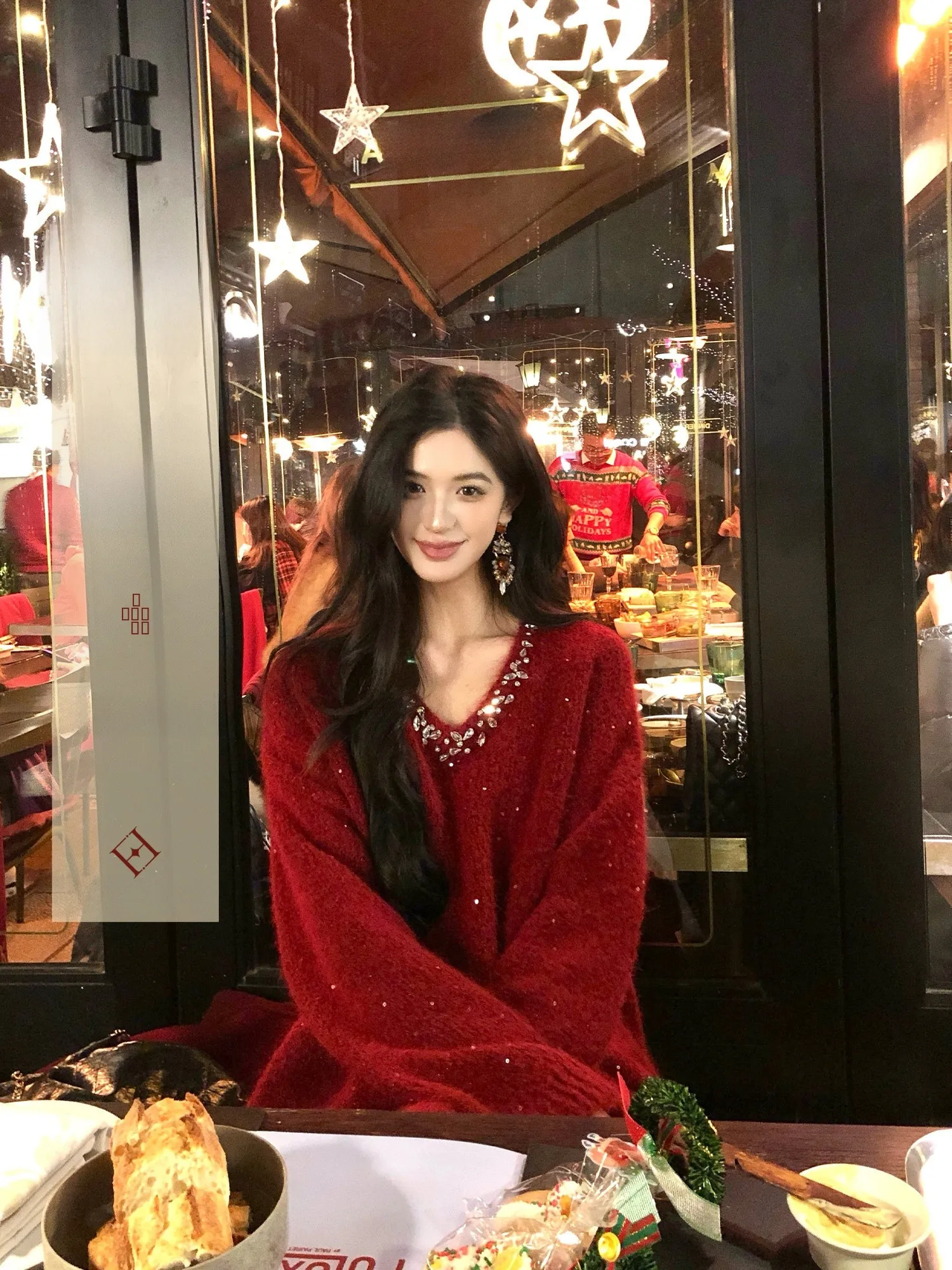 

Red Long Sve Knitted Sweater Women's Base Layer Top for New Year Spring 2026 New Arrival Comfortable V-Ne Regular Fit