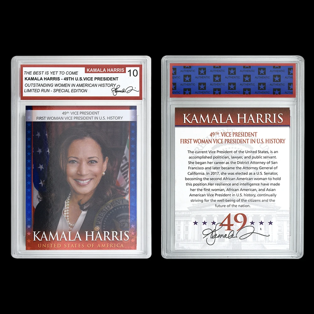 US 49th Vice President Kamala Harris Paper Rating Card in Shell Outstanding Female Representative 2024 Fans Collectibles