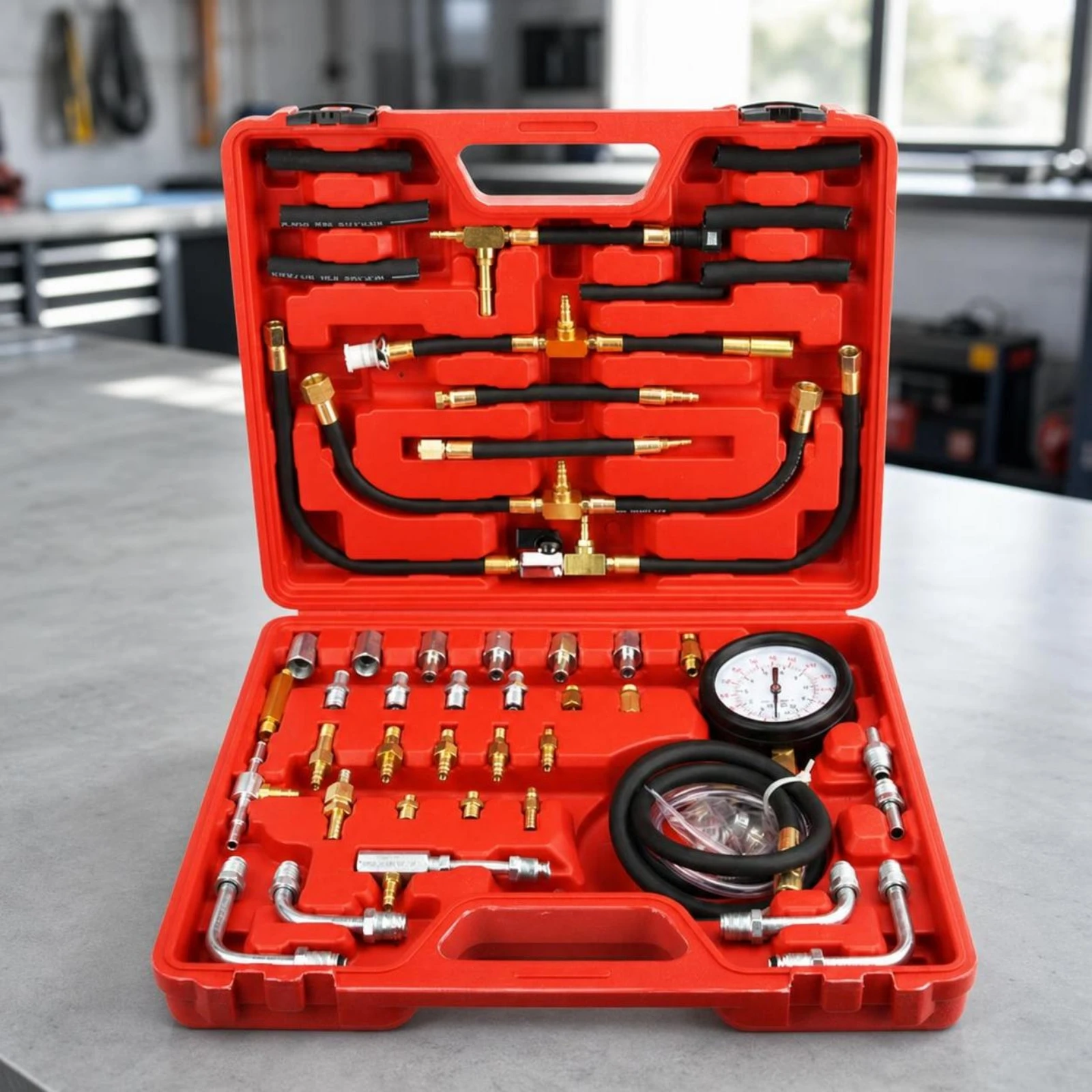 Fuel Pressure Test Kit Universal Fuel Pressure Tester Kit Diagnostic Tool Accurate Heavy Duty for Mechanics, Car Repair, Garage view 5
