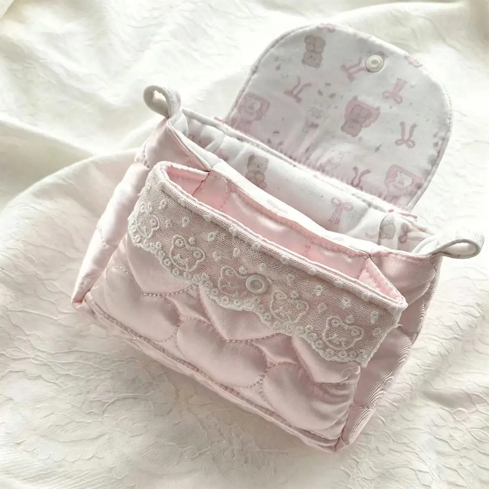 Kawaii Niedliche Bären-Schultertasche, Herz-Stepp-Handtasche, 3-lagiger Spitzen-Aufbewahrungsbeutel für Frauen und Mädchen, Handtasche im koreanischen Stil – Detail 4