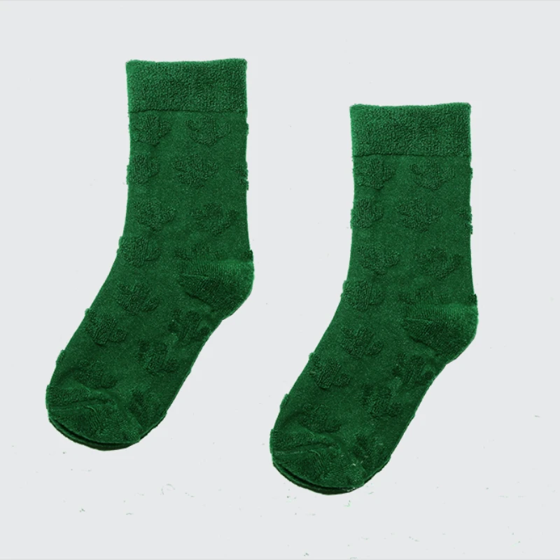 Tube Socks SolidColor Cotton Vertical Stripes Flower Three-Dimensional Decoration Winter inside-out Wear Men's and Women's Same