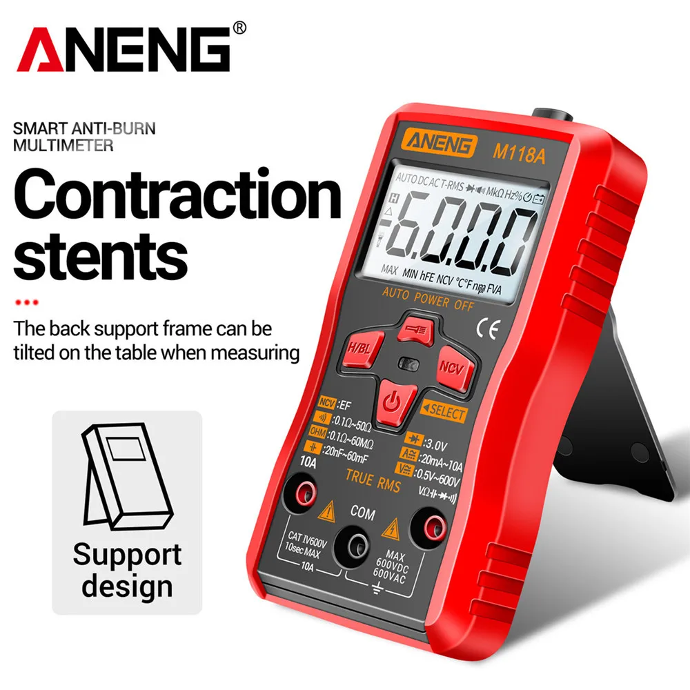 ANENG M118A Digital Mini Multimeter Tester with NCV Data Hold 6000counts Auto Mmultimetro True Rms Tranistor Meter