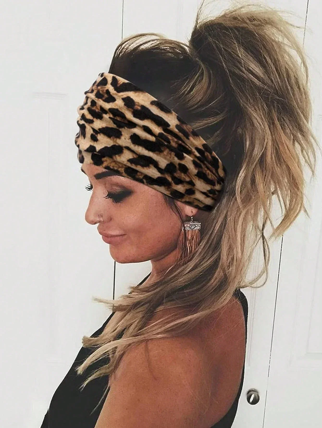 

2 Packs Women Leopard Headbands Boho Turban Elastic Hair Accessories One Size