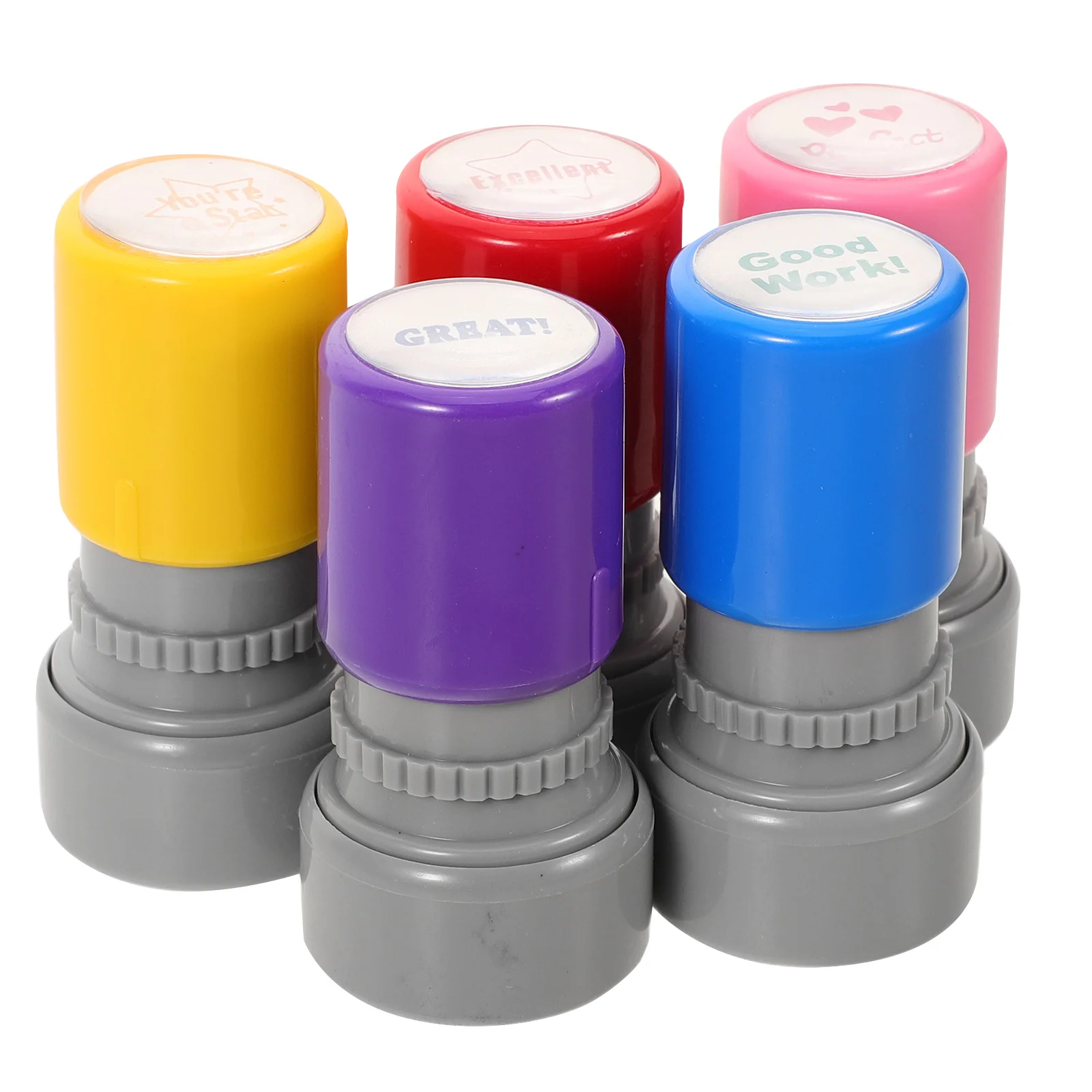 

5Pcs Children Education Stamps Motivational Reward Stamps for Teachers Homework Feedback Classroom Use Grading Stamps