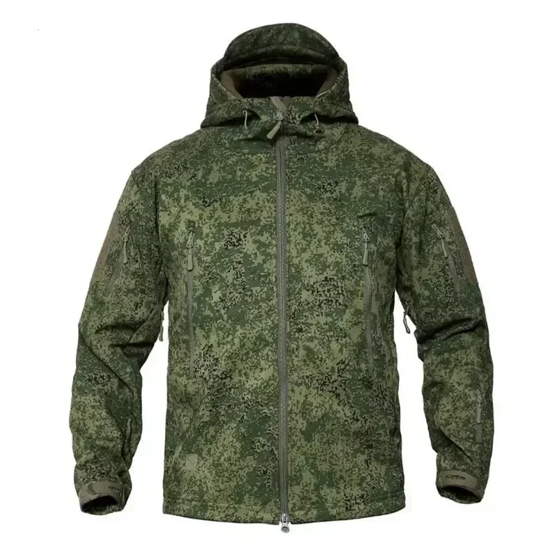 Cappotto da uomo Giacche a vento Camouflage Tattico Caldo Impermeabile Softshell Uniforme Maschile Con Cappuccio In Pile Giubbotti Abbigliamento