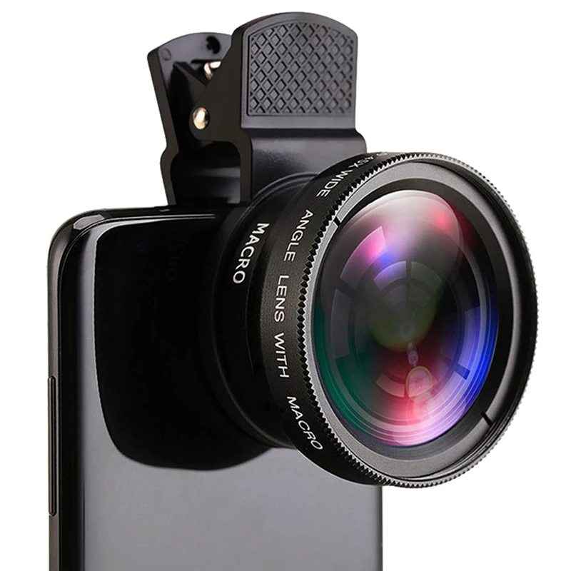 

2-in-1 Clip-On Phone Lens Kit: 0.45X Fisheye & Wide-Angle Lens with Macro for Smartphones, Universal Compatibility