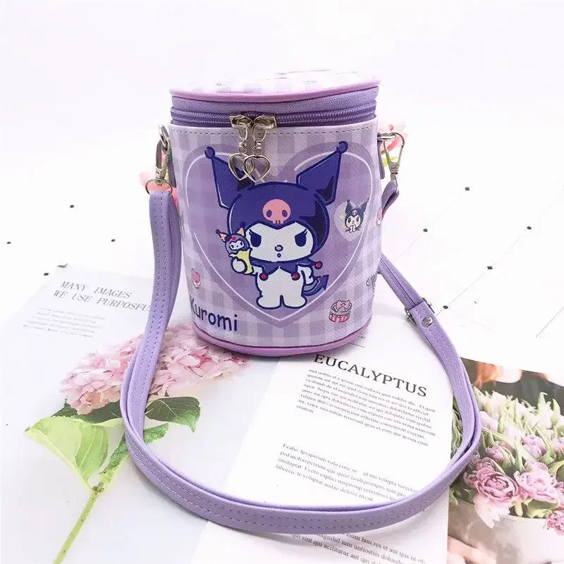 Sanrio kuromi girl's soft-hearted, cute, fashionable, versatile, casual, cartoon carry-on shoulder cross-body cylindrical bag