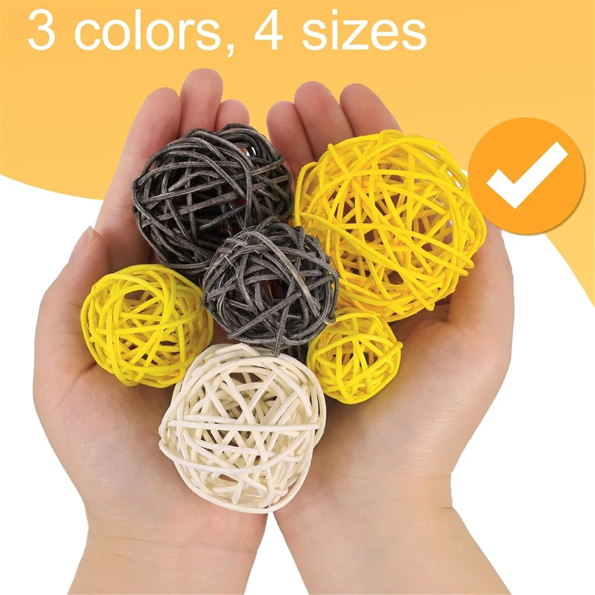 42PCS Rattan Balls, Bowl Fillers Wicker Balls Decorative Orbs Spheres Vase Fillers for Home Wedding Table Centerpieces