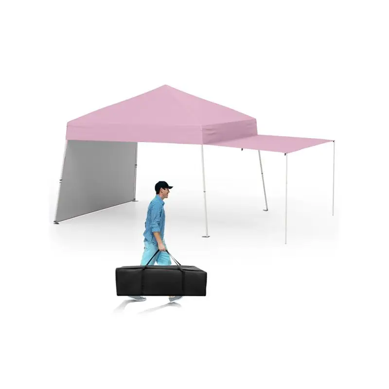 خيمة بمظلة منبثقة مقاس 14 × 9.2 بوصة - مأوى خارجي وردي للمناسبات والحفلات #2