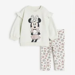 Long Sleeve Outfits Minnie Hoodies Leggings 2 Piece Set Girls Casual Loose Sweatshirt+Pants Toddler New Style Cute Tops Trousers