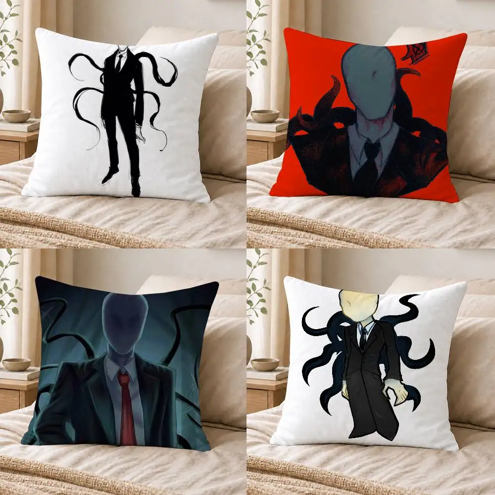 S-Slenderman Creepypasta Double-sided Printed Square Decorative Cushion Cover for Sofa Living Room Home Decor