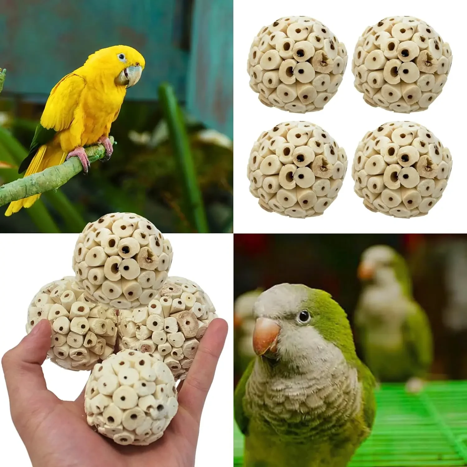 Parrot Chewing Toy Ball Chew Shred Foraging Bird Cage Accessories for Parakeet Parrotlet Lovebird Budgies Conure Cockatiel