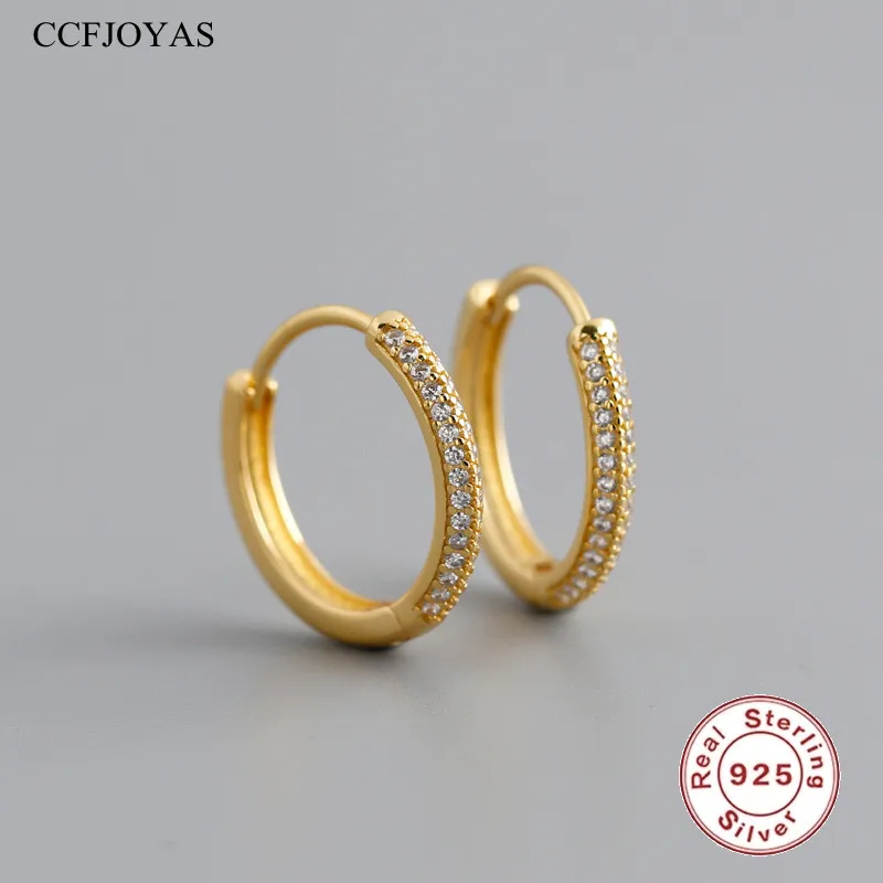 

CCFJOYAS 10mm/15.5mm Punk Rock 925 Sterling Silver Hoop Earrings for Women White Zircon Hoops Huggies Hoops Ear Piercing Jewelry