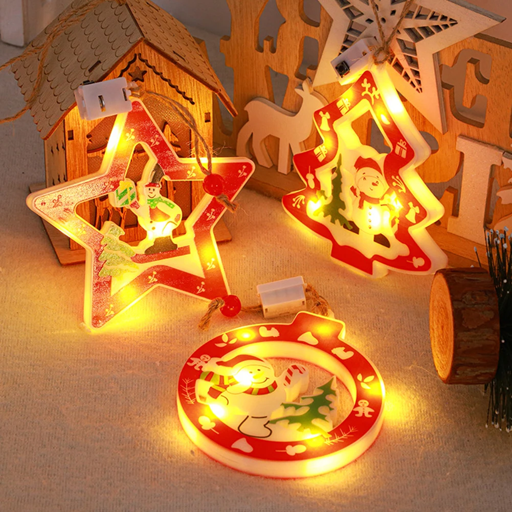 Christmas Decoration Window Light Hanging Ornaments Battery Operated Christmas Window Lighted Decorations For Tree Holiday Party