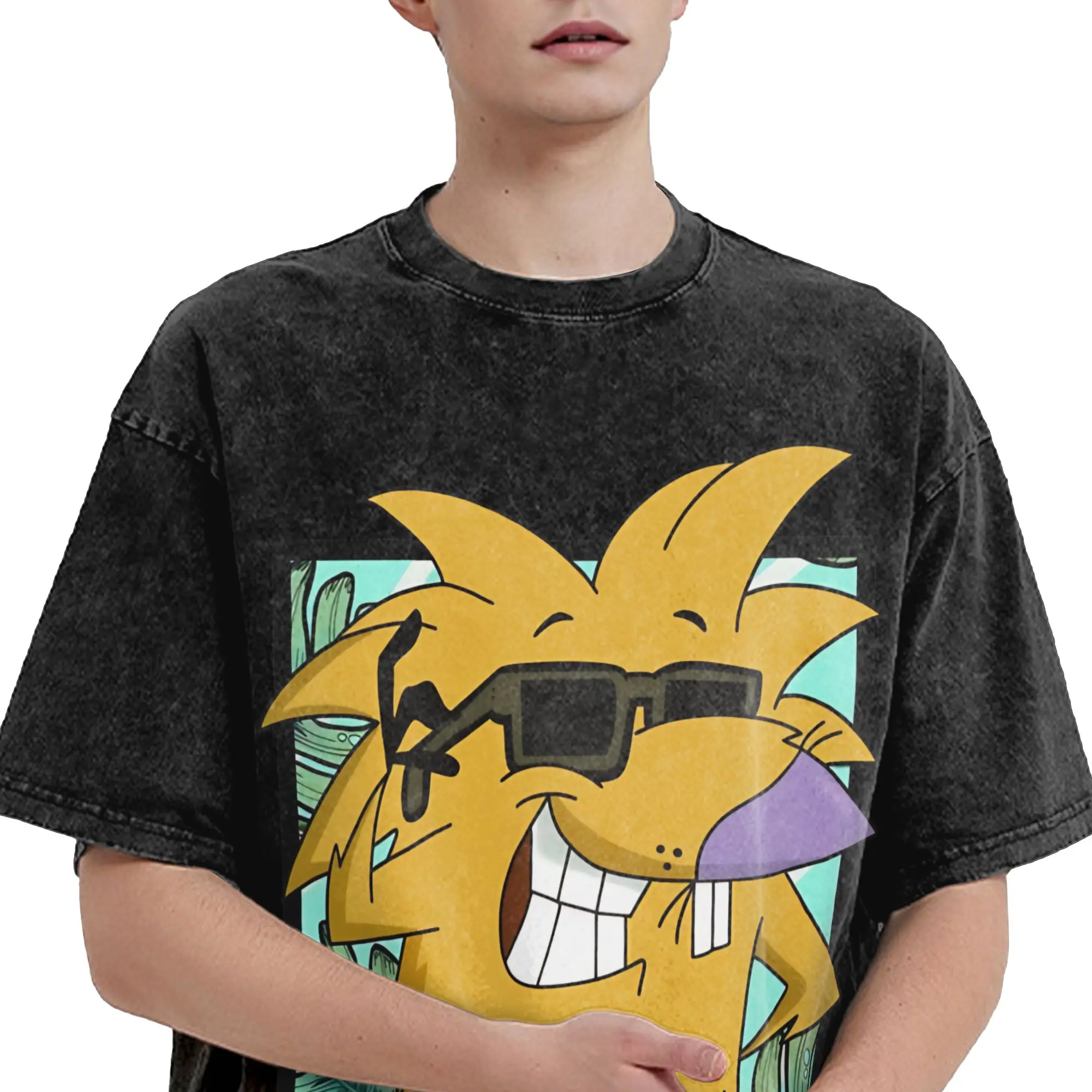 Angry Beavers Daggett & Norbert Feverish  Washed T Shirt Streetwear Hip Hop Novelty T-Shirts  Tee Shirt Men Women Short Sleeve