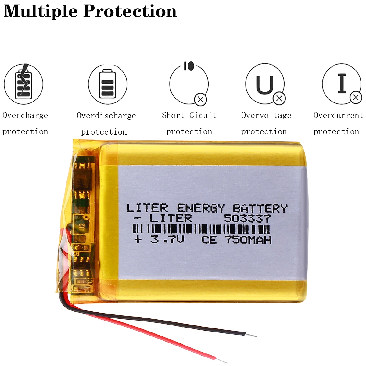 3.7V 503337 750mah Lithium Polymer Rechargeable Battery For baby monitor vb603 , angeleye ae210 video monitor