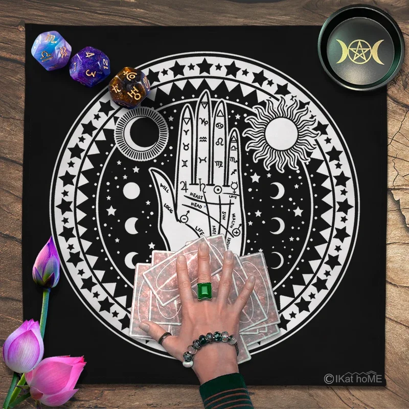 Hamsa Hand Tarot Tablecloth Sun Moon Star Velvet Altar Cloth Divination Board Game Fortune Astrology Oracle Card Pad Drop Ship