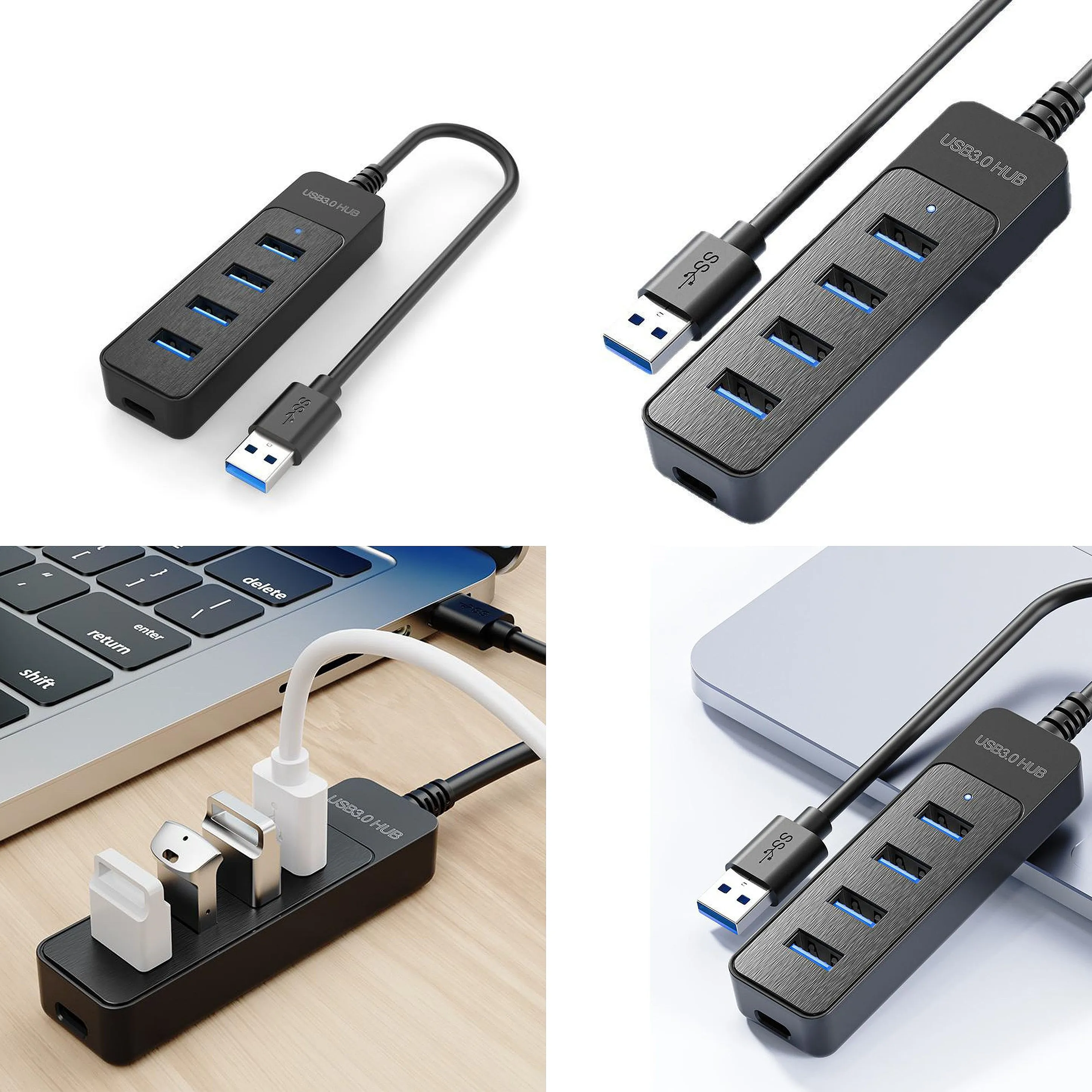 USB 3.0 Power Adapter 4 Port Multi Port USB Splitter Hub 2.0 Type C expander accessory