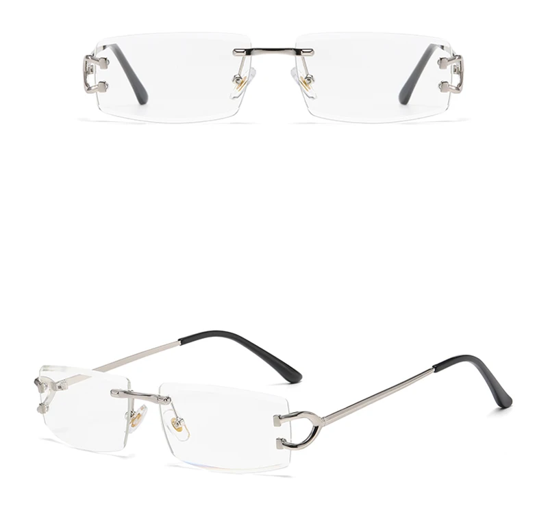 Peekaboo Randlose Sonnenbrille für Damen, Metall, Unisex, quadratische Sonnenbrille für Herren, UV400, Braun, Grau, Blau, Dekoration, weiblich, 2024 – Detail 15