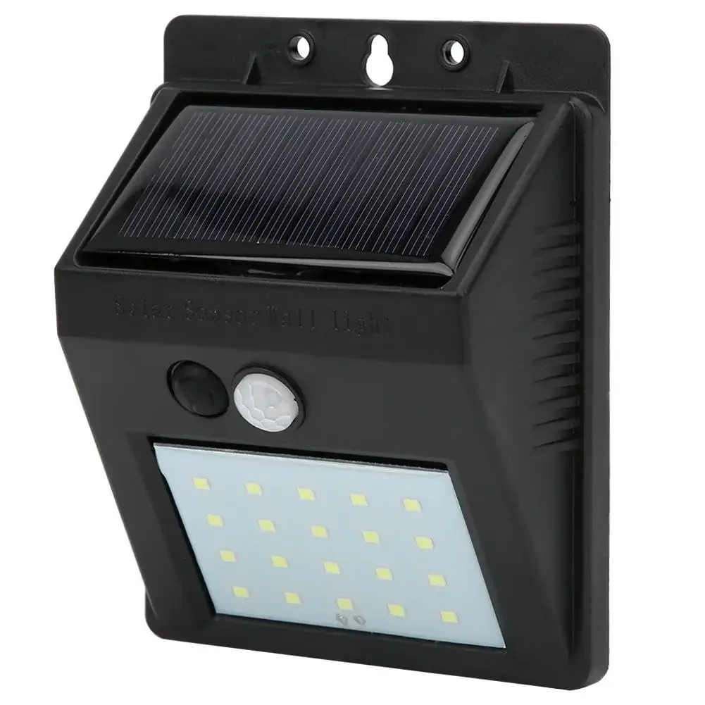 Imagem -03 - Lâmpada de Parede Sensor Solar para Exterior Quintal Corredor Calçadas Varandas Segurança do Jardim Sensor Pir Controle de Luz 20led