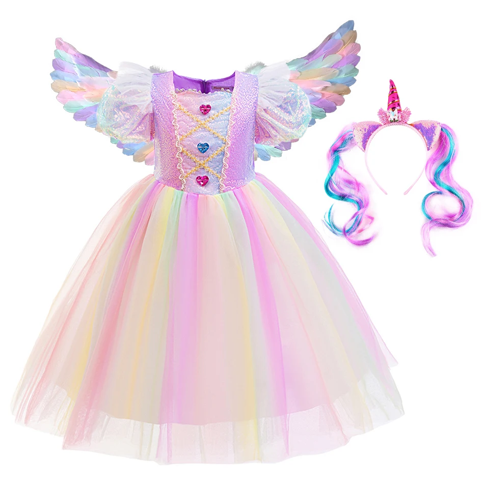 

Baby Girl Clothes Christmas Dress Up Girls Princess Dress Summer Rainbow Dresses Halloween Unicorn Dresses Kids Cosplay Costume
