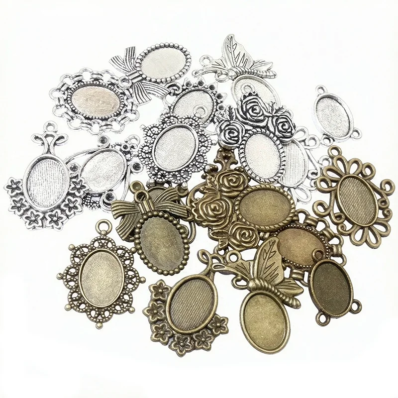 Pendant Blank Bezel - 20pcs Fits 10x14mm Cabochons Oval Pendant