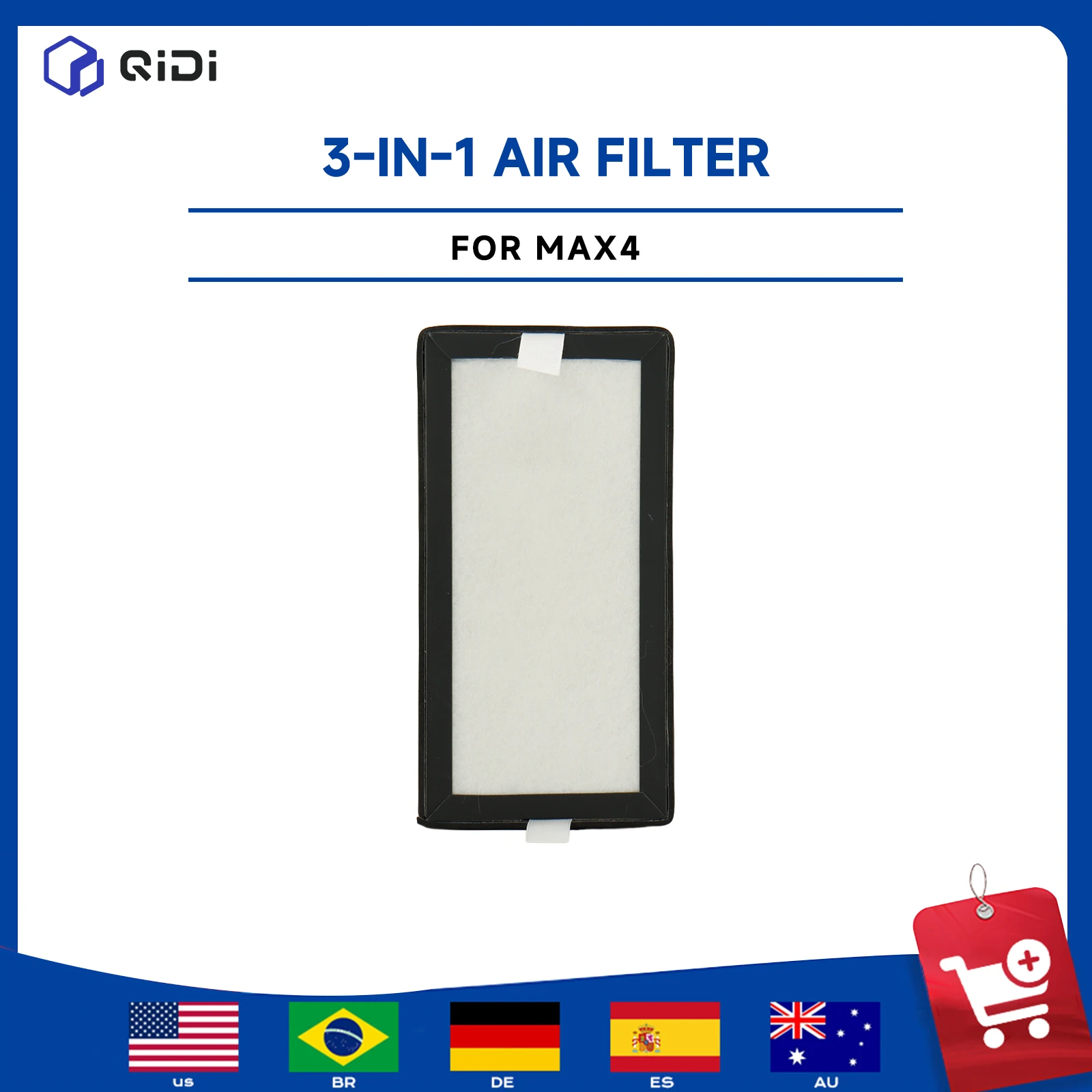 Original QIDI MAX4 3-in-1 Air Filter | HEPA + Activated Carbon + Pre-Filter Module | Odor & VOC Filtration for QIDI MAX4 3D Prin