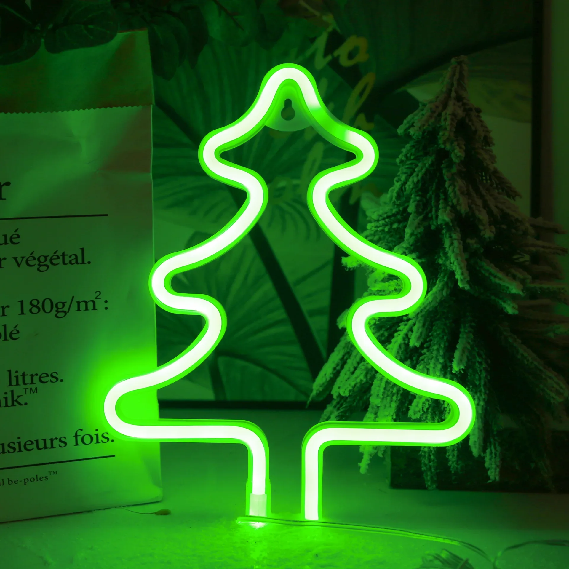 

LED Neon Sign Lights Christmas Tree Wall Decoration Nightlight Lightning Battery/USB Powered Festive Wedding Party Ambient Lamp