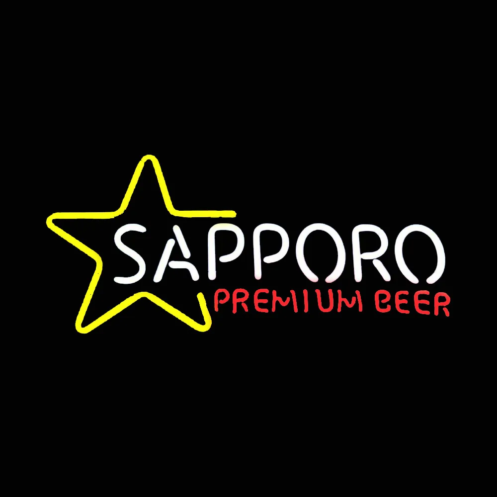 Japan Sapporo Premium Beer Neon Sign Light Custom Handmade Real Glass Tube Bar Advertise Display decoración de habitación 24X15