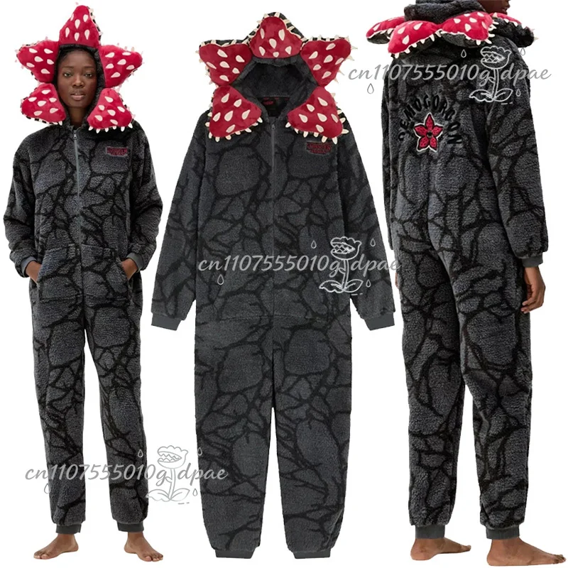 Demogorgon – pyjama une pièce unisexe, combinaison polaire à capuche, vêtements de nuit mignons, Costume de Cosplay, pyjama
