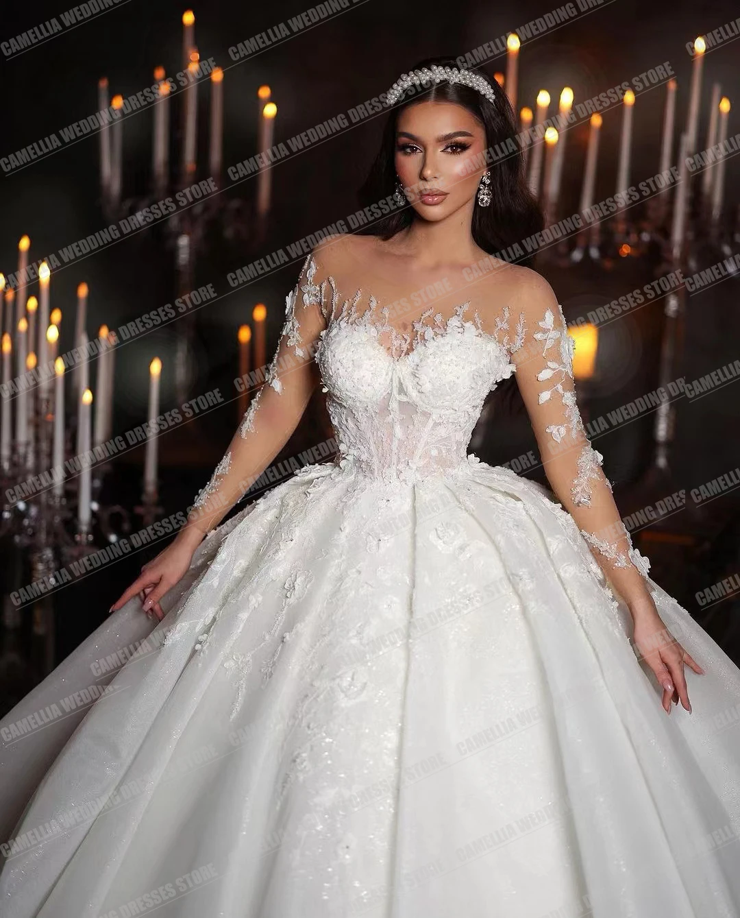 Vestidos de novia elegantes de lujo para mujer, línea A esponjosa, Sexy, vestidos de baile de novia, Apliques de encaje formales, Vestido de satén con escote corazón